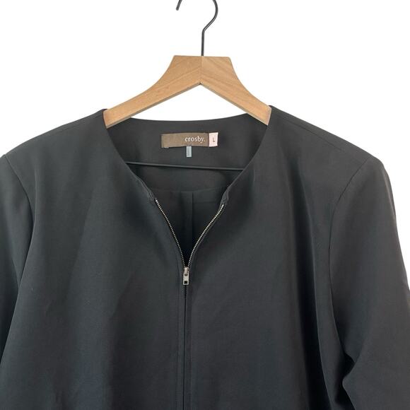 Crosby Womens Jacket Black Large Zip Up Bomber Style Business Casual Stretch - Picture 4 of 7